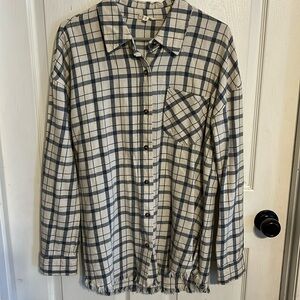 Frayed Hem Oversized Flannel